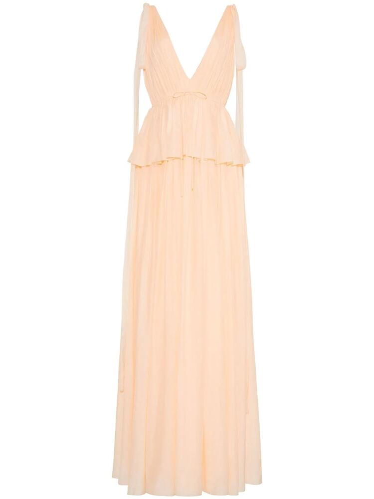 Adam Lippes Dendur ruffled V-neck gown - Neutrals Cover