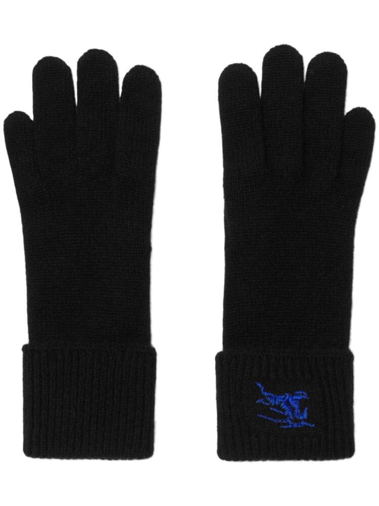 Burberry EKD-embroidered knitted gloves - Black Cover