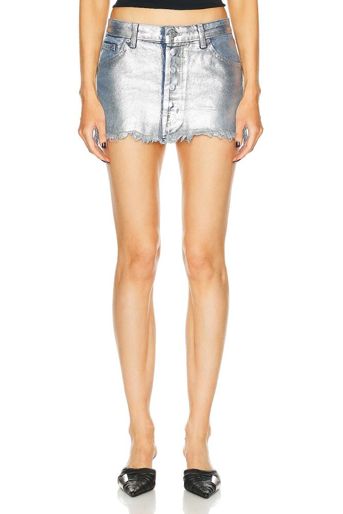 EB Denim Micro Denim Skirt in Metallic Silver Cover