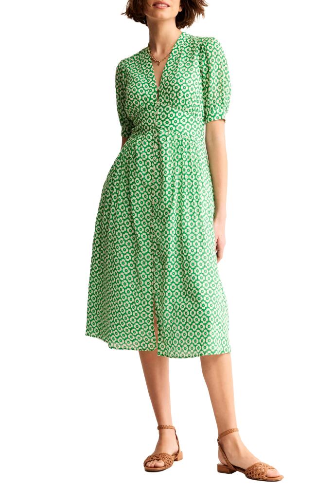 Boden Elsa Floral Print Midi Dress in Green Primrose Cover