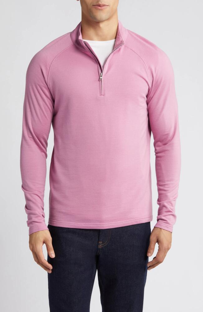 Peter Millar Crown Crafted Excursionist Flex Merino Wool Blend Quarter Zip Pullover in Valencia Cover