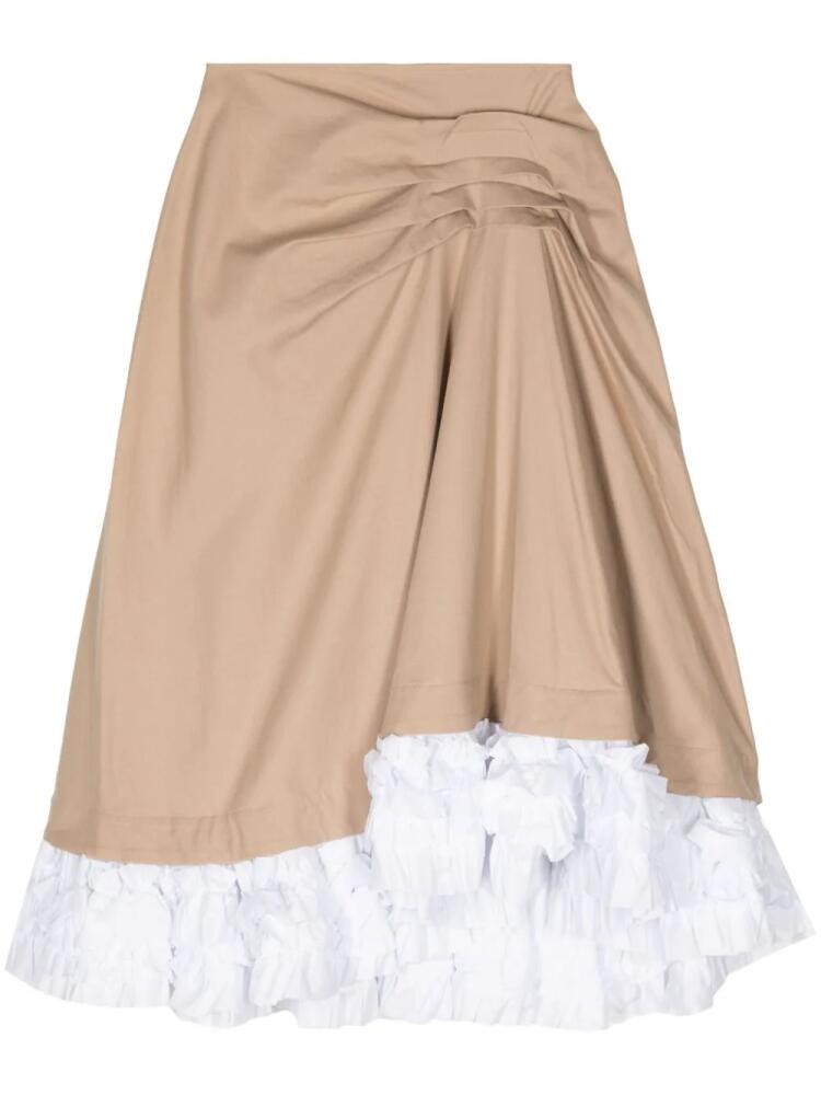 Molly Goddard Jules gathered ruffle-trim skirt - Brown Cover