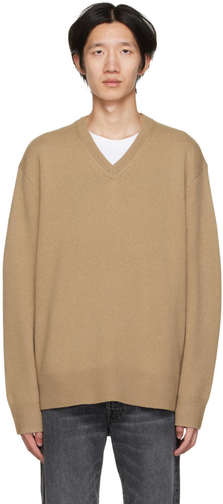 Acne Studios Tan V-Neck Sweater Cover