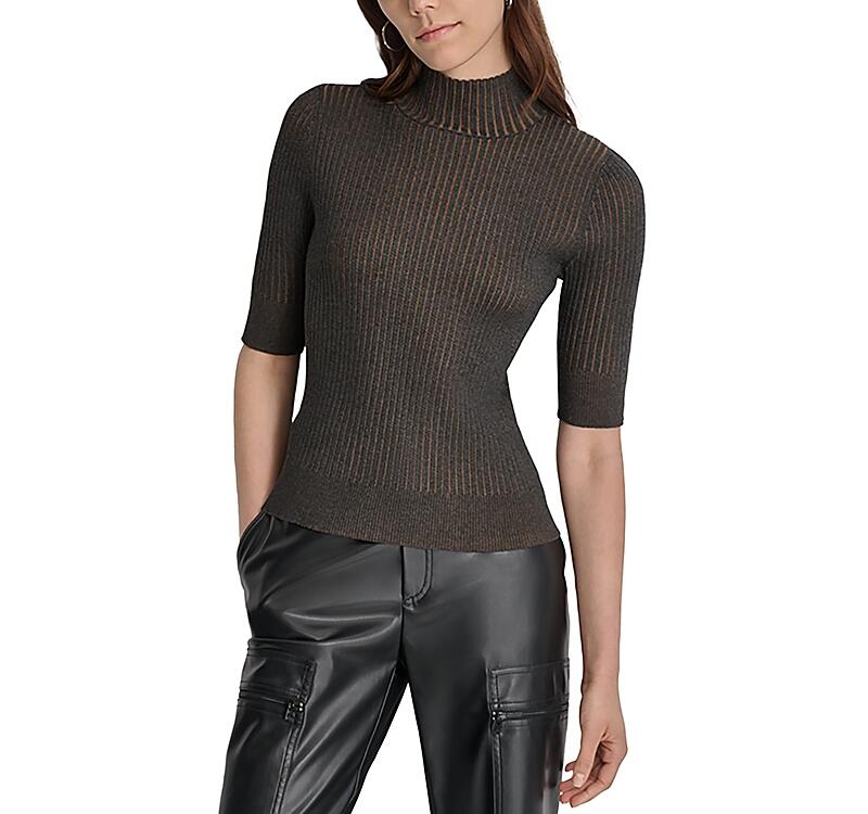 Dkny Mock Neck Ribbed Sweater Cover