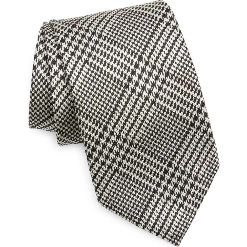 TOM FORD Houndstooth Check Mulberry Silk Tie in Multicolor Black Cover