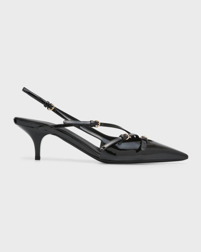 Miu Miu Patent Buckle-Trio Slingback Pumps Cover