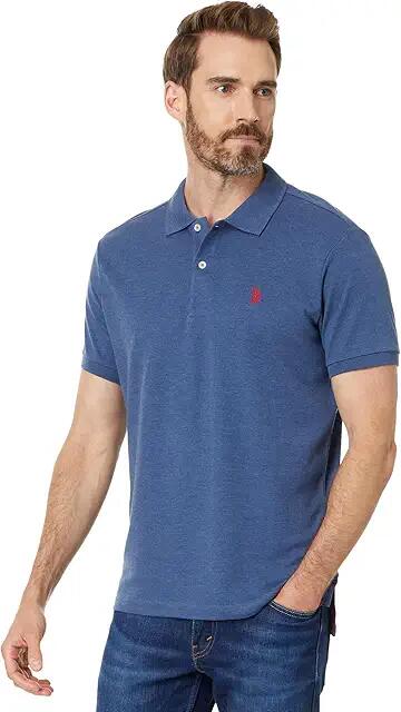 U.S. POLO ASSN. Slim Fit Interlock Polo (Blue Water Heather) Men's Clothing Cover