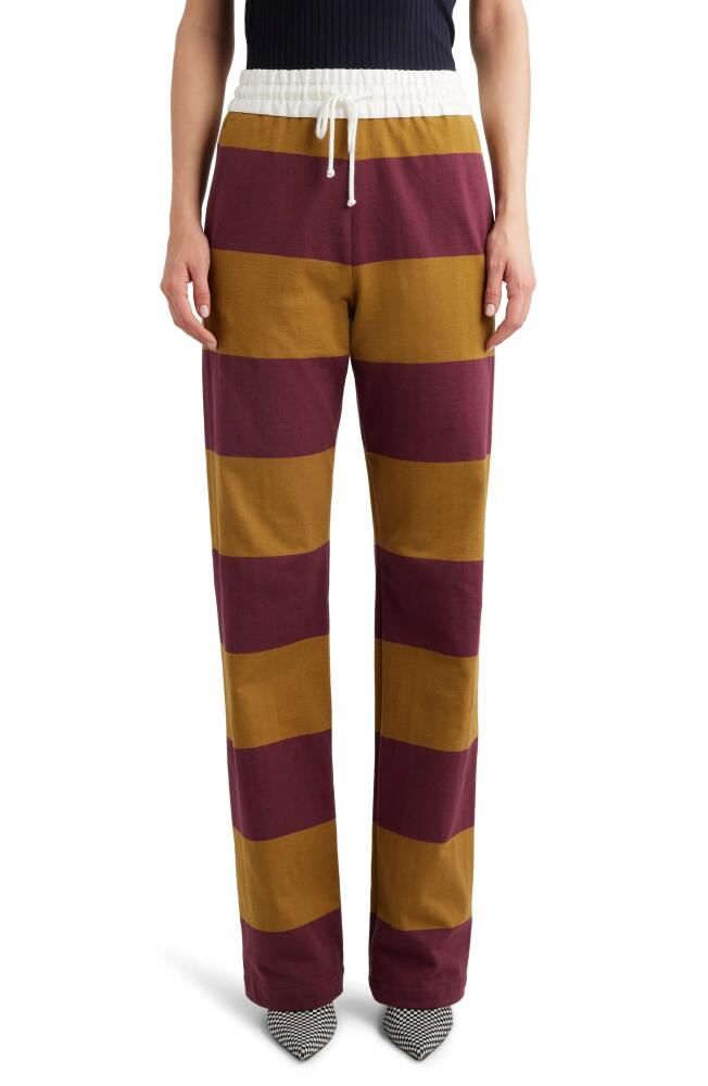 Dries Van Noten Block Stripe Cotton Sweatpants in Mustard 203 Cover