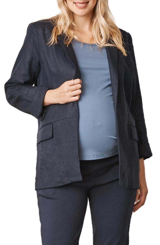 Angel Maternity Linen Maternity Blazer in Navy Cover