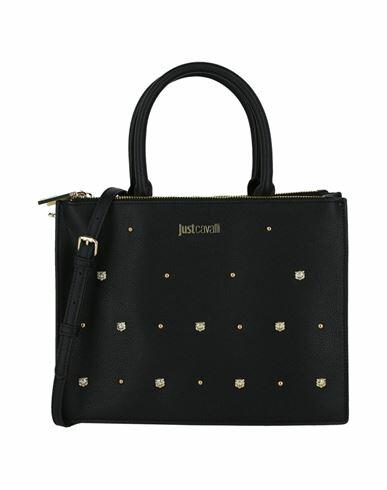 Just Cavalli Studded Shoulder Bag Woman Handbag Black Polyester Cover