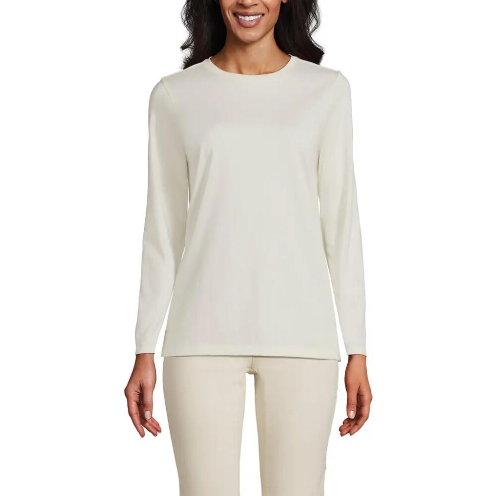 Lands' End Relaxed Supima Cotton Long Sleeve Crew Neck T-Shirt in Fresh Ivory Cover