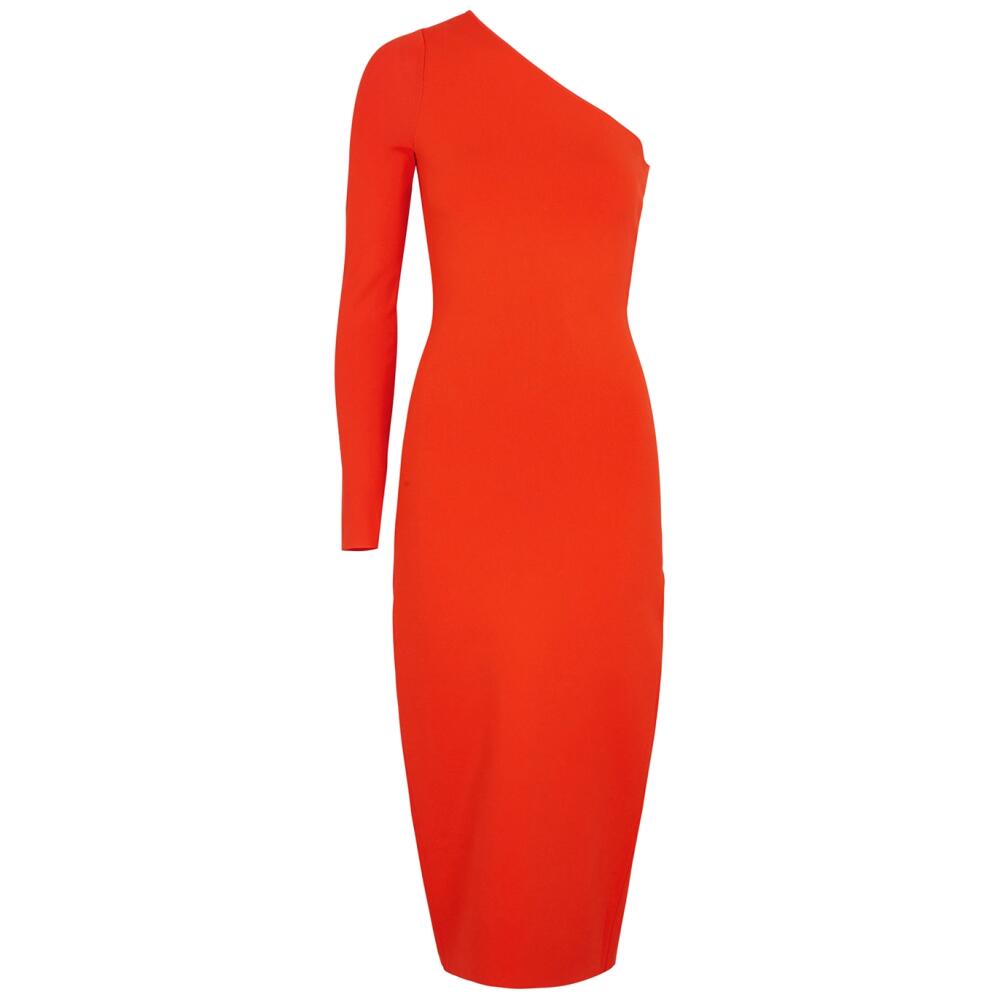 Victoria Beckham VB Body One-shoulder Stretch-knit Midi Dress - Orange Cover