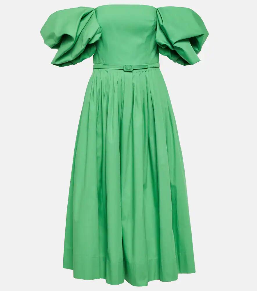 Oscar de la Renta Off-shoulder pleated cotton gown Cover