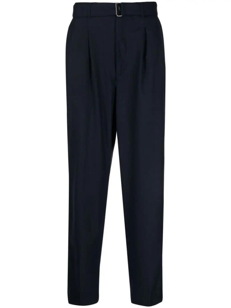 Michael Kors pleat-detailing belted-waist drop-crotch trousers - Blue Cover