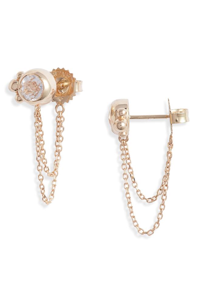 Anzie Bonheur White Topaz Chain Stud Earrings in Yellow Gold/White Cover