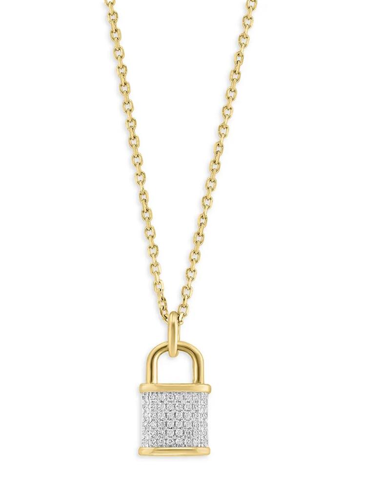 Effy Women's 14K Yellow Gold & 0.14 TCW Diamond Padlock Pendant Necklace Cover