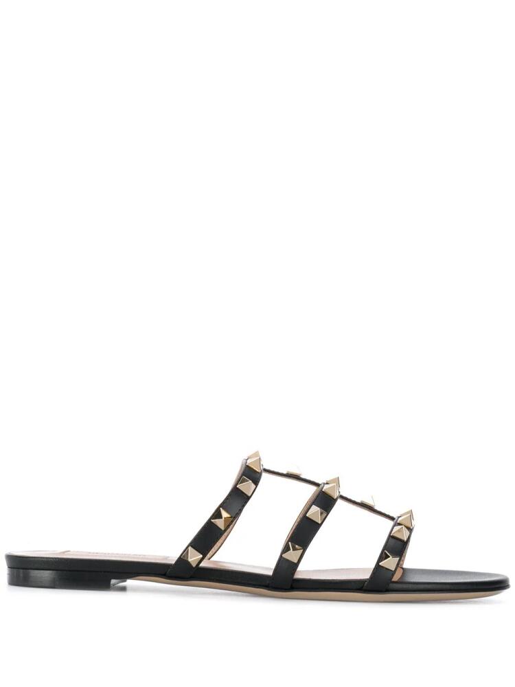 Valentino Garavani Rockstud flat leather sandals - Black Cover