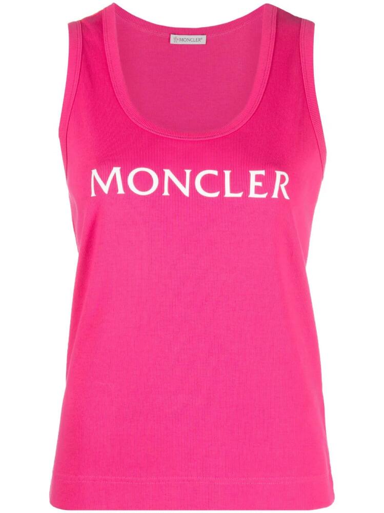 Moncler logo-print tank top - Pink Cover