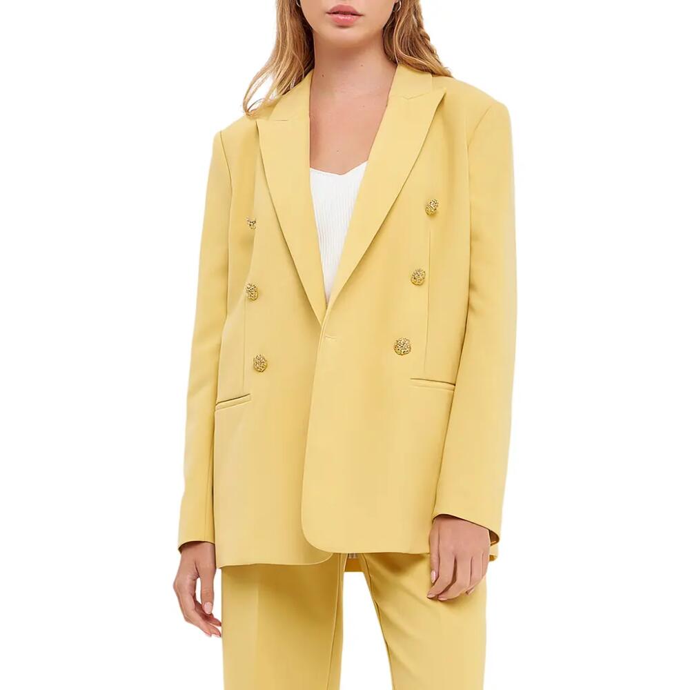 English Factory Structured Double Breasted Blazer in Daffodil Cover