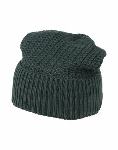 Ea7 Man Hat Dark green Cotton, Wool Cover