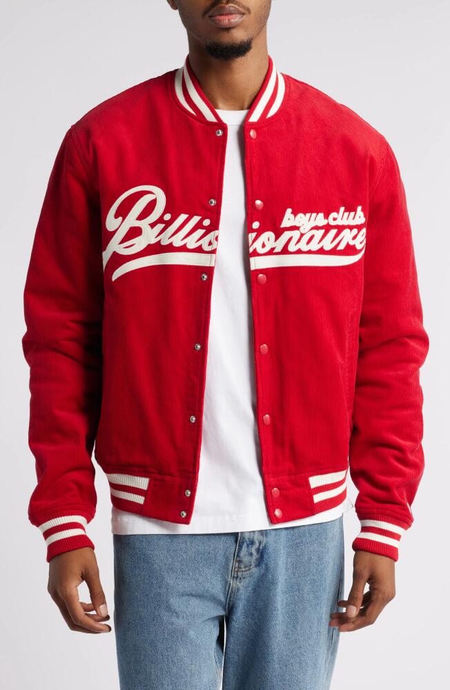 Billionaire Boys Club Space Crew Corduroy Bomber Jacket in Chili Pepper Cover