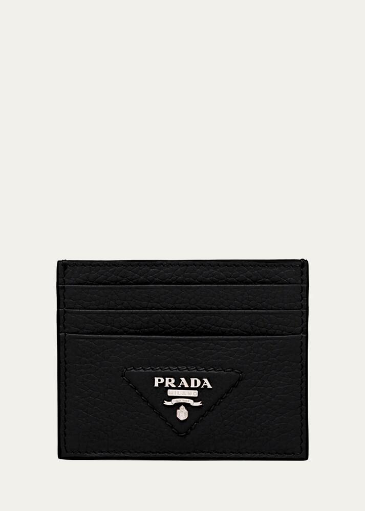 Prada Triangle Logo Leather Card Holder Cover