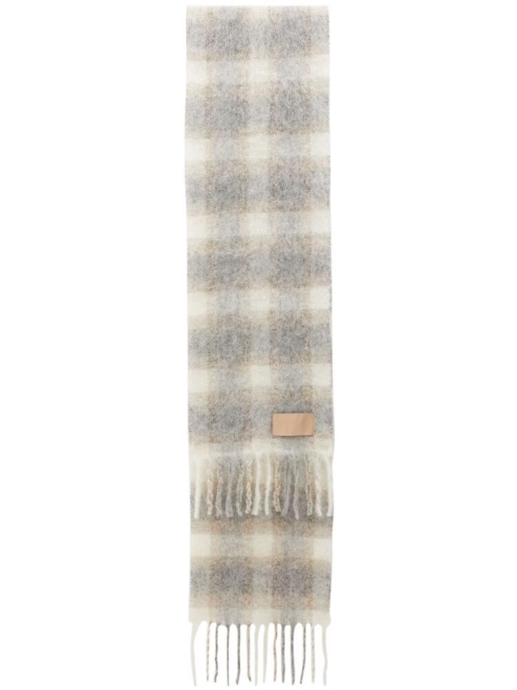 Filippa K logo-patch check-pattern scarf - Neutrals Cover