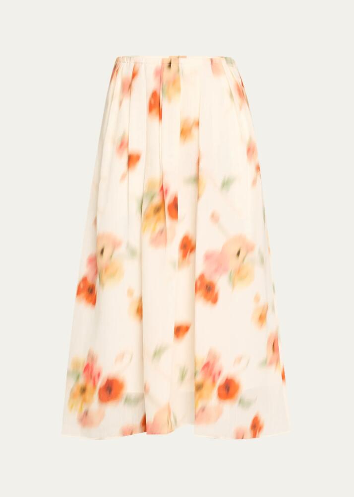 Vince Poppy Blur Gathered Midi Skirt Cover