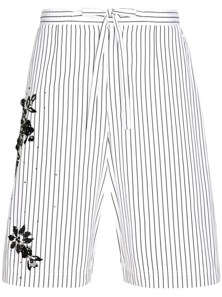 Dolce & Gabbana floral-detail striped bermuda shorts - White Cover