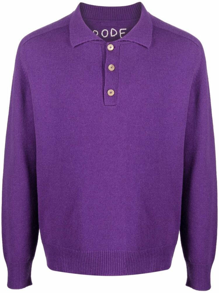 BODE long-sleeved cashmere polo shirt - Purple Cover