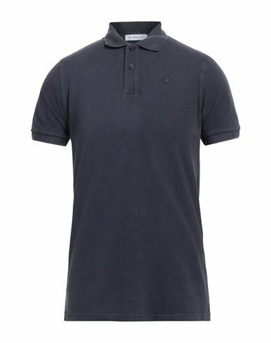 Manuel Ritz Man Polo shirt Navy blue Cotton, Elastane Cover