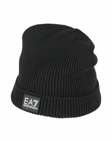 Ea7 Man Hat Black Wool, Acrylic Cover