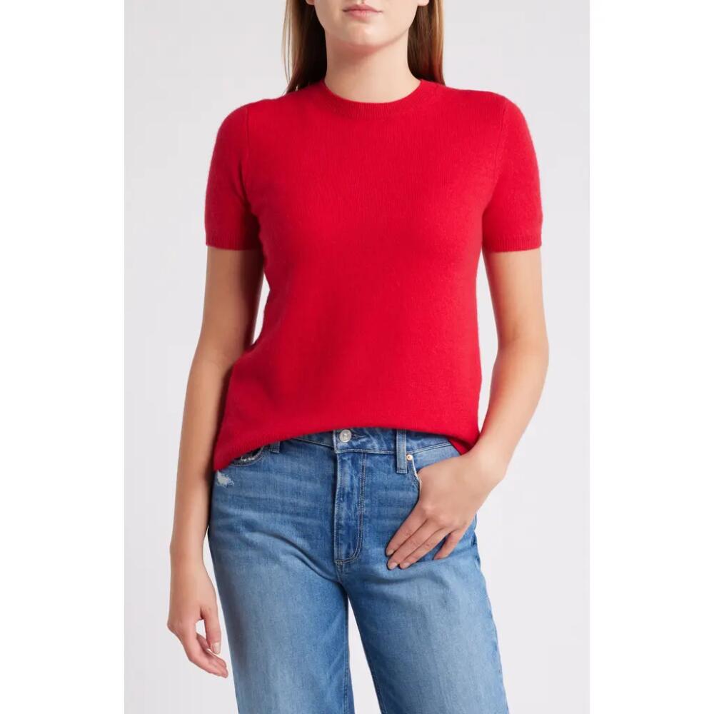 caslon(r) Short Sleeve Cashmere Sweater in Red Lychee Cover