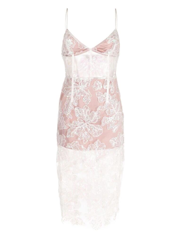 Fleur Du Mal sequin-embellished floral-embroidered midi dress - White Cover