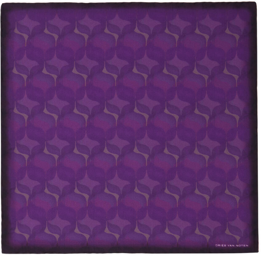 Dries Van Noten Purple Printed Pocket Square Cover