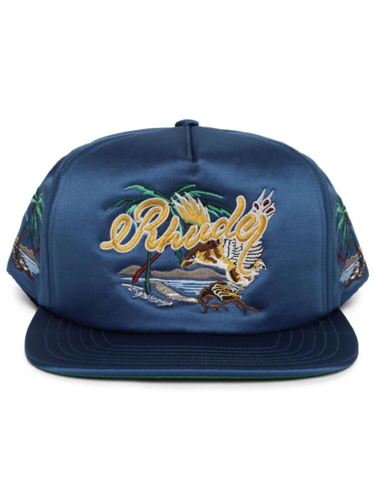 RHUDE Palm Eagles Souvenier satin cap - Blue Cover