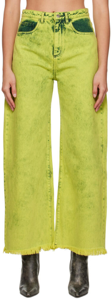 Marques Almeida Green Wide-Leg Boyfriend Jeans Cover