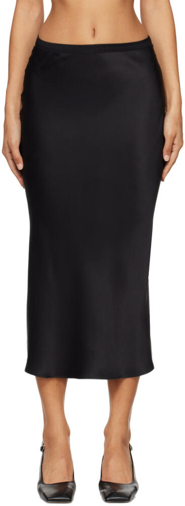 ANINE BING Black Bar Silk Midi Skirt Cover