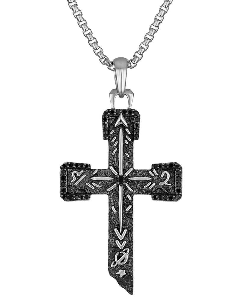 Bulova Men's Black Diamond Cross Pendant Necklace (3/8 ct. t.w.) in Sterling Silver-Plate, 24" + 2" extender Cover