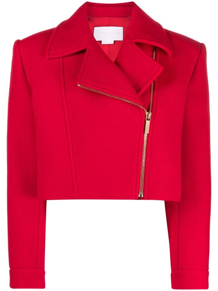 Genny cropped virgin wool-blend jacket - Red Cover