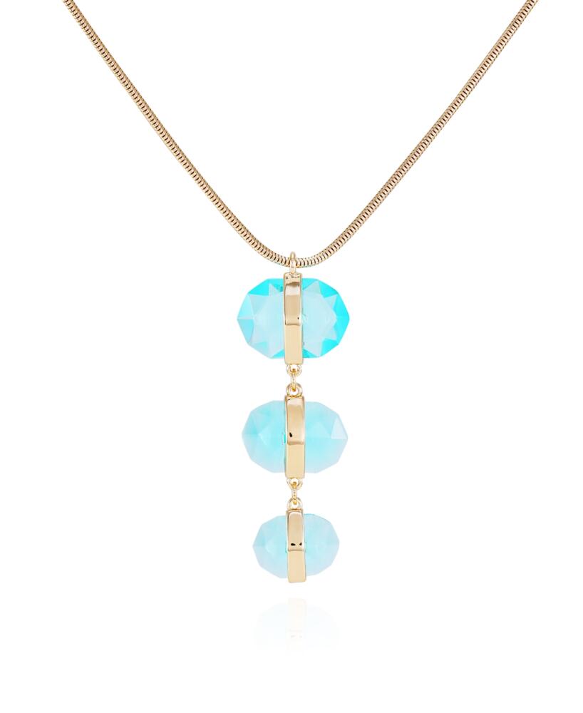 Vince Camuto Gold-Tone Long Aqua Pendant Statement Necklace, 30" + 2" Extender - Gold Cover