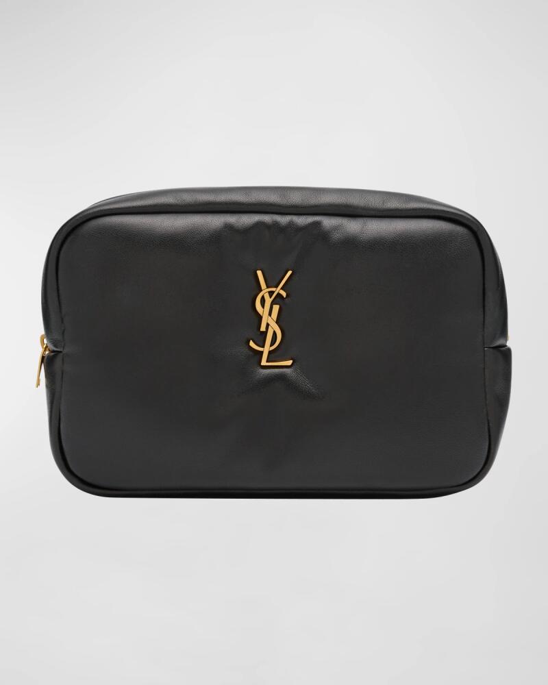 Saint Laurent Cassandre Medium YSL Cosmetic Pouch in Smooth Padded Leather Cover