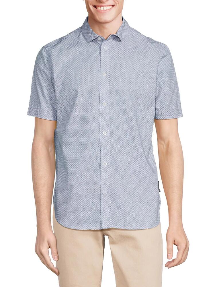 French Connection Men's Pattern Short Sleeve Shirt - Ditsy Blue Cover