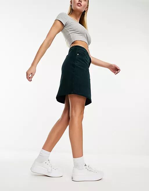 Monki cord mini skirt in forest green Cover