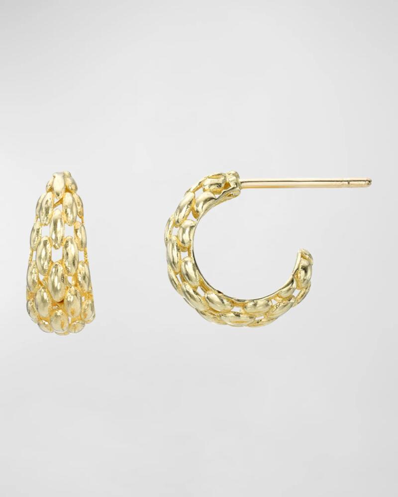 Zoe Lev Jewelry 14k Yellow Gold Woven Round Stud Hoop Earrings Cover