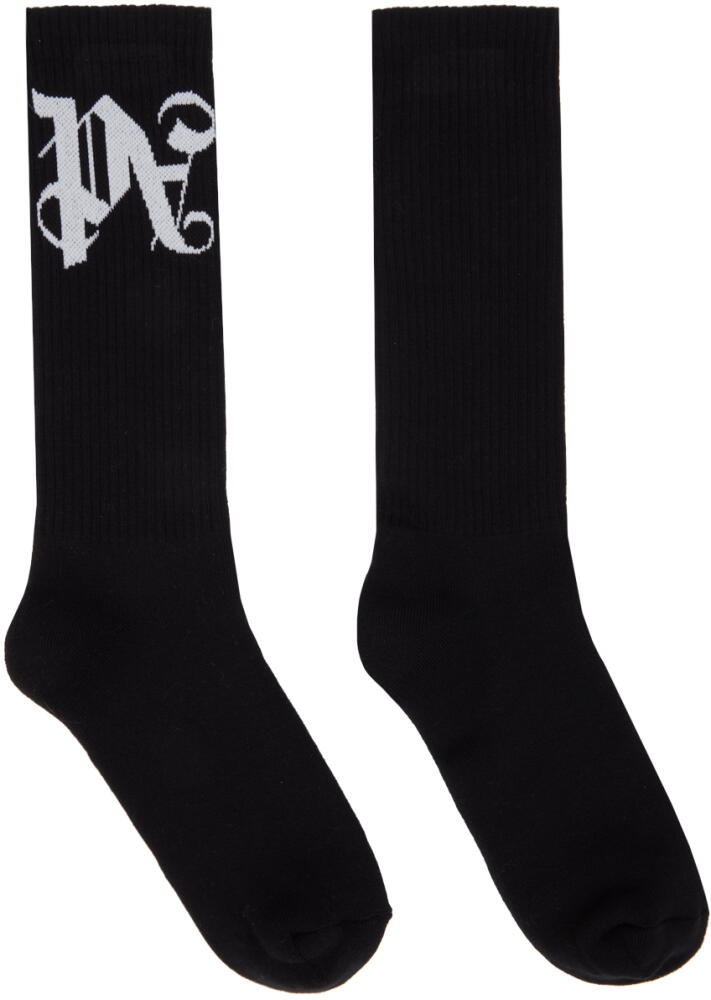 Palm Angels Black Monogram Socks Cover