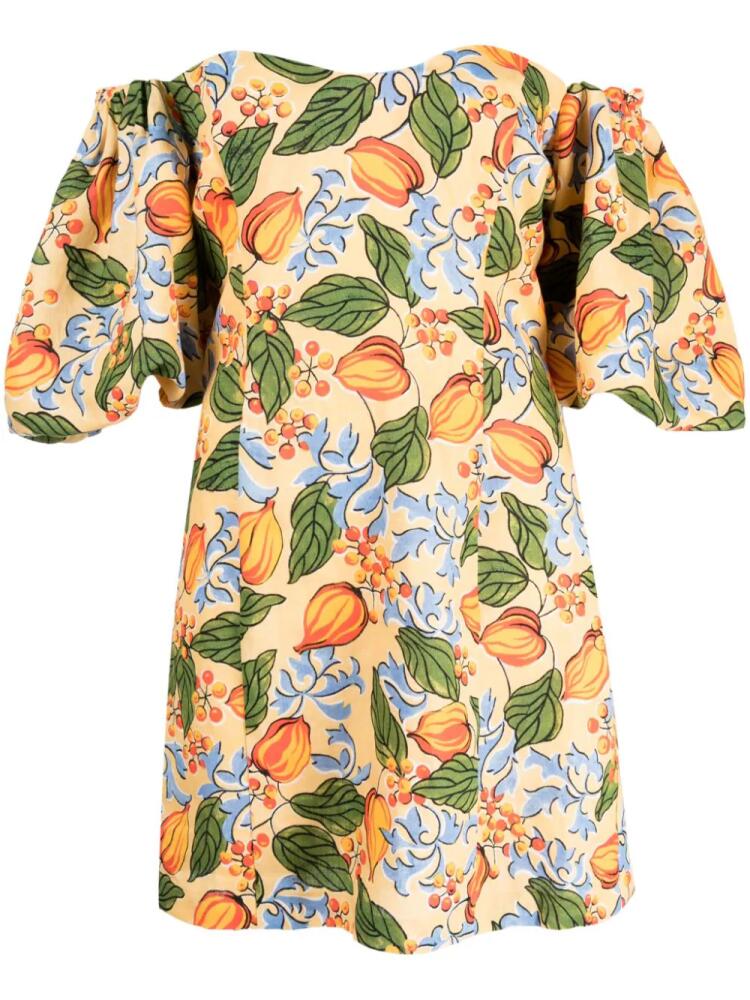 RHODE Dali floral-print off-shoulder minidress - Orange Cover