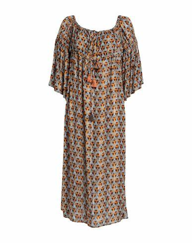 Miss Bikini Luxe Woman Cover-up Brown Viscose, Lurex Cover