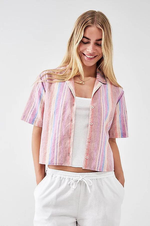 BDG Sunshine Stripe Crop Shirt Top in Pink Cover