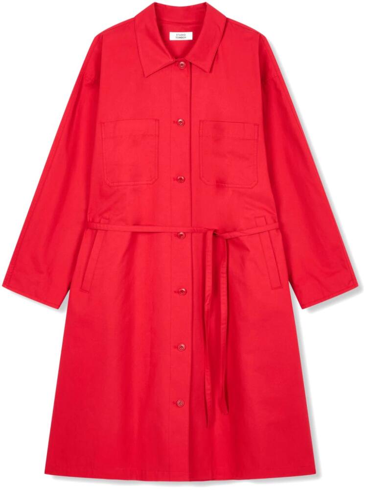 STUDIO TOMBOY belted cotton shirt dress - Red Cover